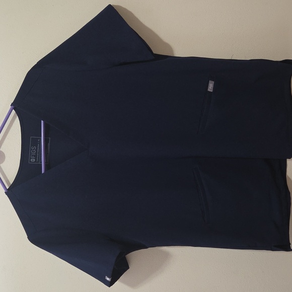Figs Tops - FIGS Scrub Top Womens Extra Large Blue Casma Three Pocket Nurse Uniform V-Neck
